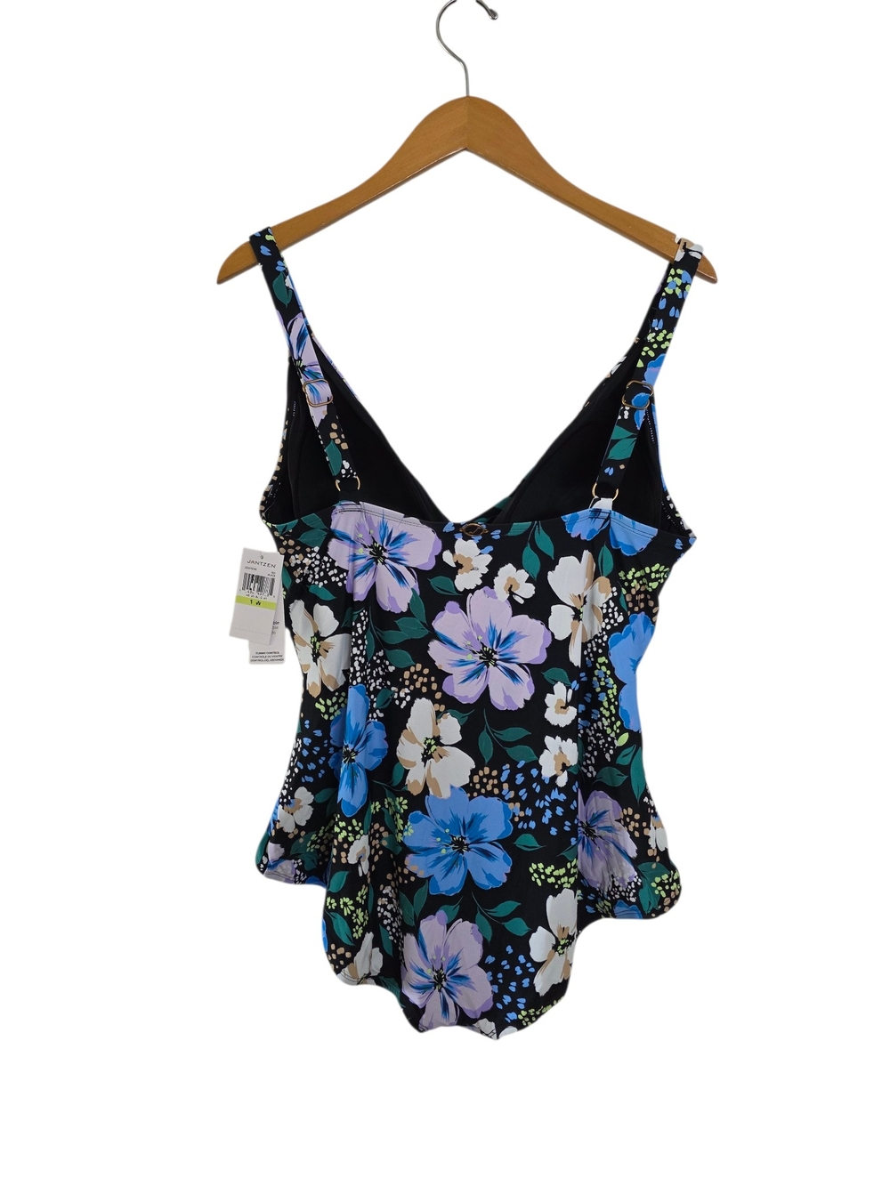 Jantzen Black Floral Crossover Bodice Swimsuit 18W - Picture 3 of 5
